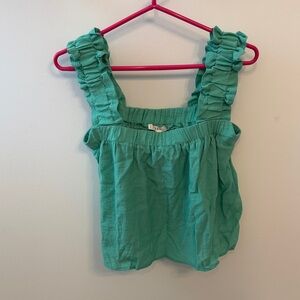 Green Ruffled Tank Top